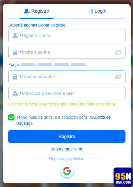 95n.com Passo a Passo Cadastro